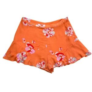 Free People Floral Ruffle Hem Shorts M Beachy Festival Boho Summer Vacation